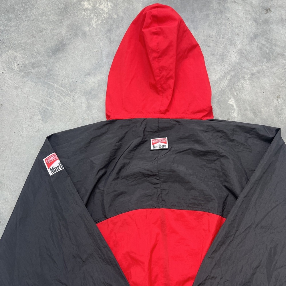 VINTAGE Marlboro Adventure Team Jacket Mens L Red Black Full Zip Windbreaker 90s - Picture 6 of 9